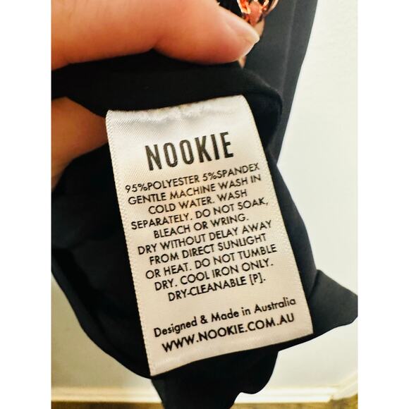 NWT NOOKIE Black Alba High Mock Neck Open Back Rose Gold Chain Midi Dress Size M - Picture 14 of 16